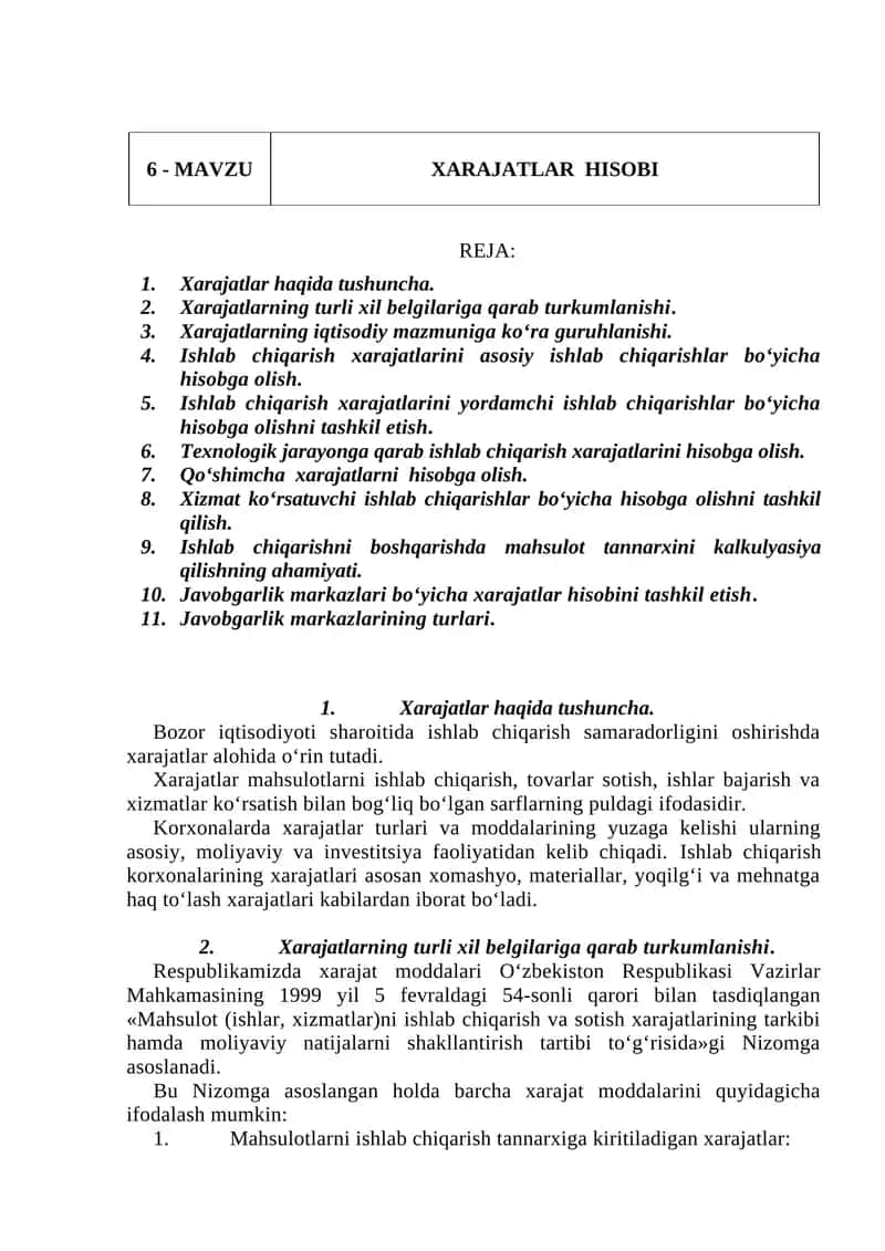 Xarajatlar hisobi