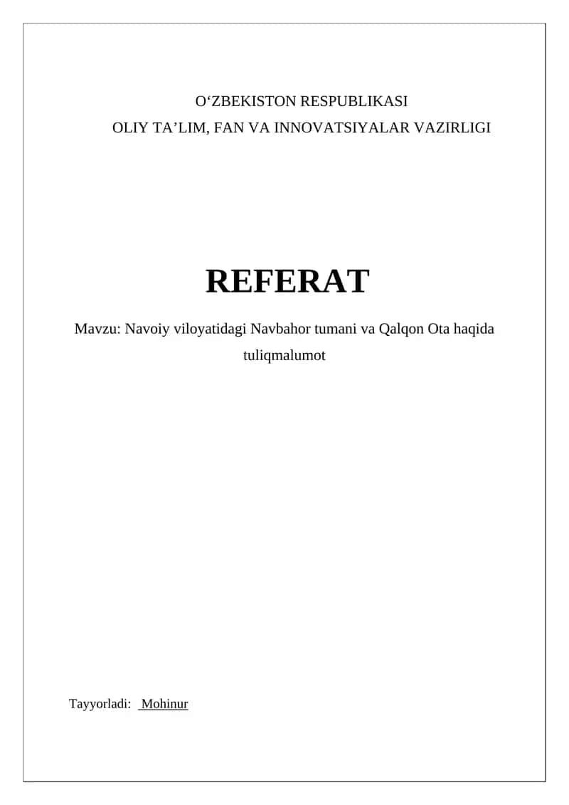 Navoiy viloyatidagi Navbahor tumani va Qalqon Ota haqida tuliqmalumot
