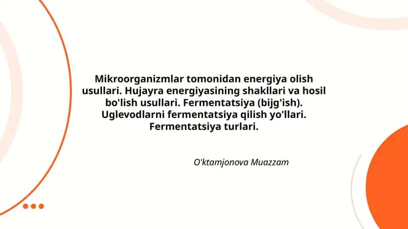 Mikroorganizmlar tomonidan energiya olish usullari