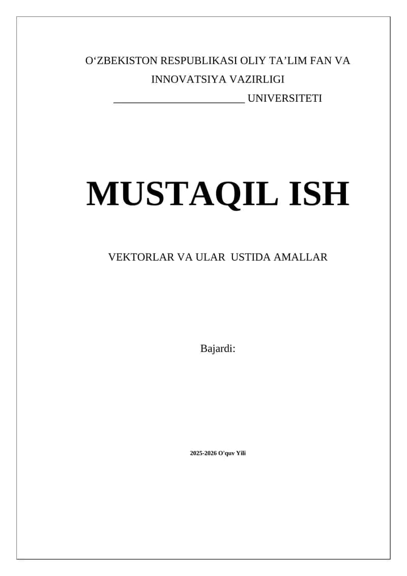 Vektorlar va ular ustida amallar