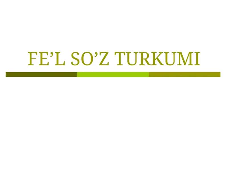 Fe’l So’z Turkumi