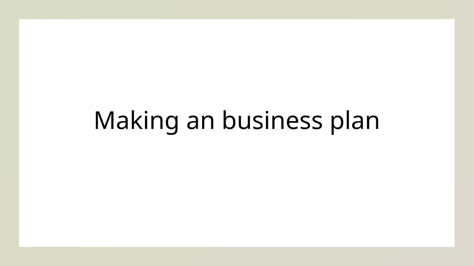 Making an business plan