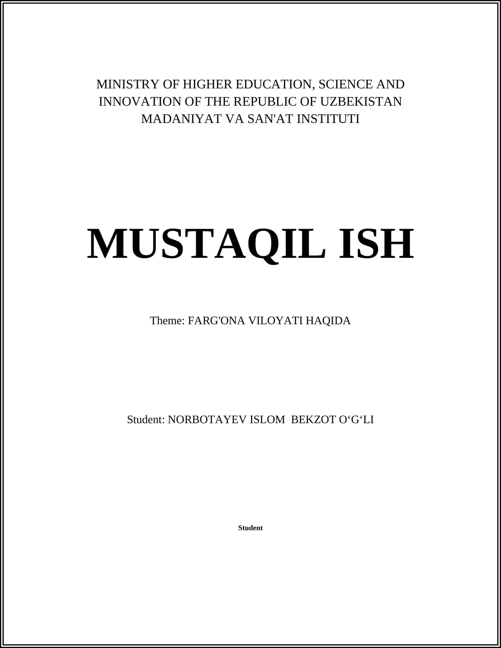 FARG'ONA VILOYATI HAQIDA