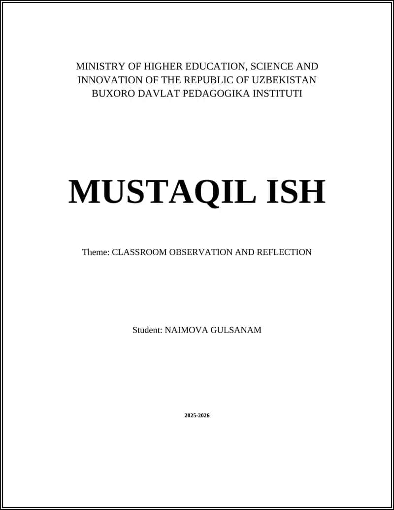 BUXORO DAVLAT PEDAGOGIKA INSTITUTI - MUSTAQIL ISH