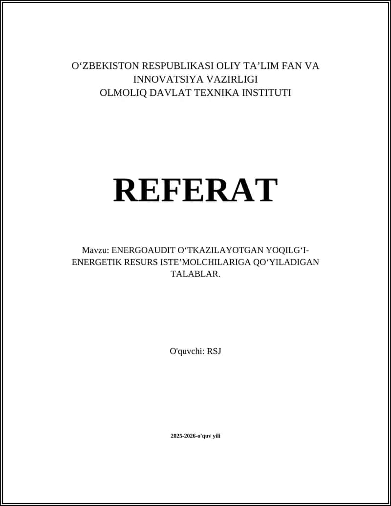Energoaudit talablari