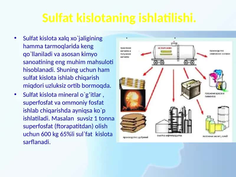 Sulfat kislota ishlatilishi