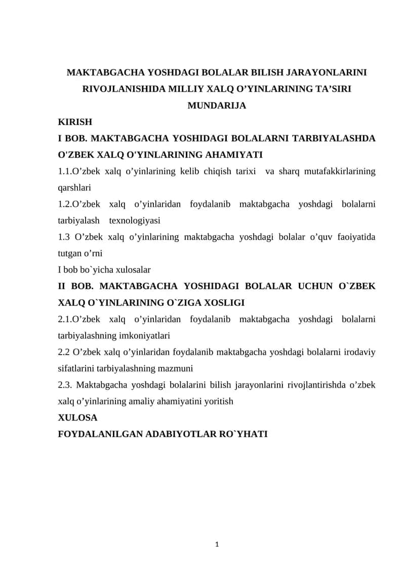 MAKTABGACHA YOSHDAGI BOLALAR BILISH JARAYONLARINI RIVOJLANISHIDA MILLIY XALQ O’YINLARINING TA’SIRI