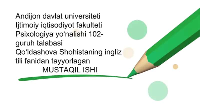 Psixologiya yoʻnalishi 102- guruh talabasi