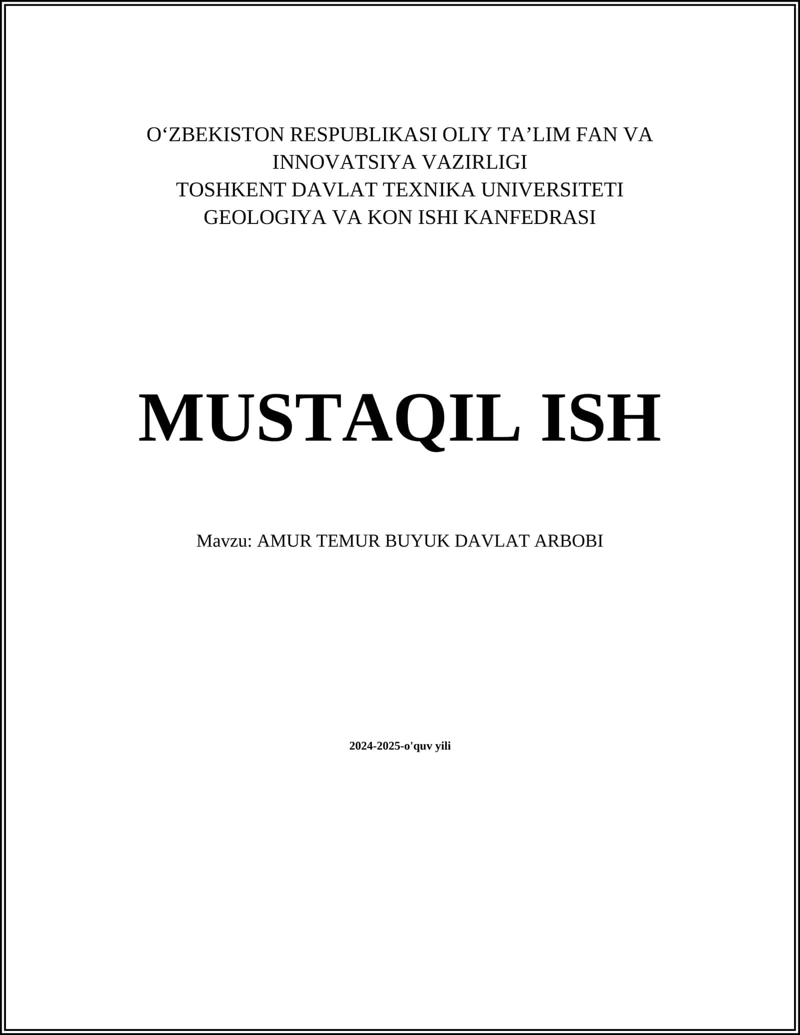 AMUR TEMUR BUYUK DAVLAT ARBOBI