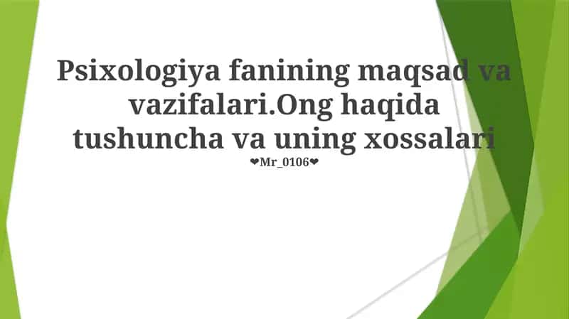 Psixologiya fanining maqsad va vazifalari