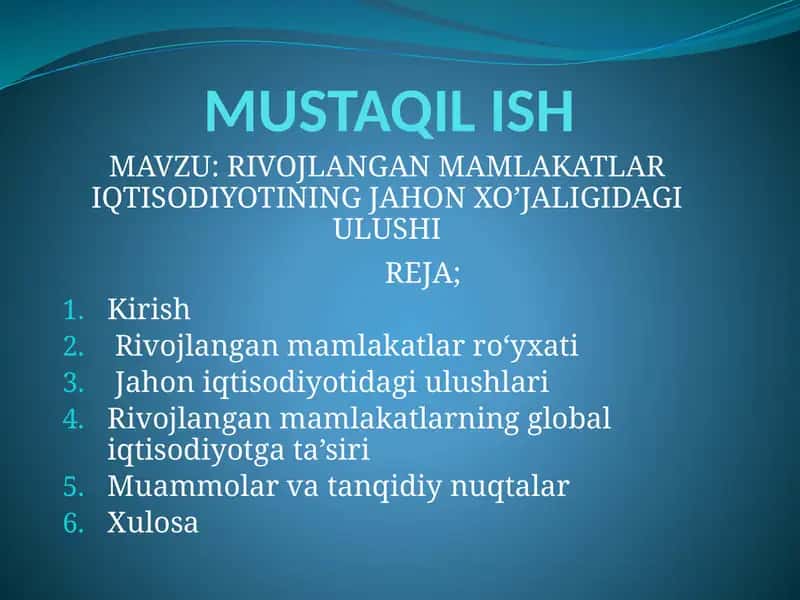 Rivojlangan mamlakatlar iqtisodiyoti