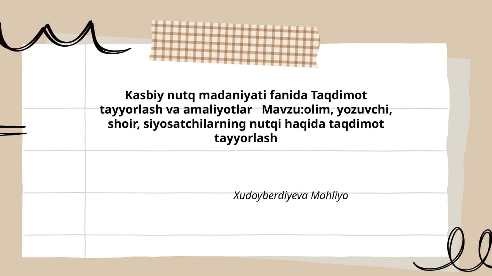 Kasbiy nutq madaniyati fanida Taqdimot tayyorlash va amaliyotlar