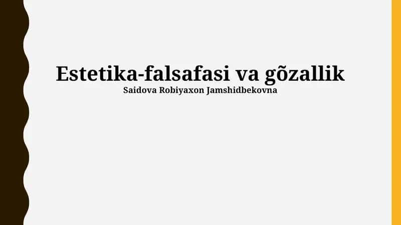 Estetika-falsafasi va gõzallik