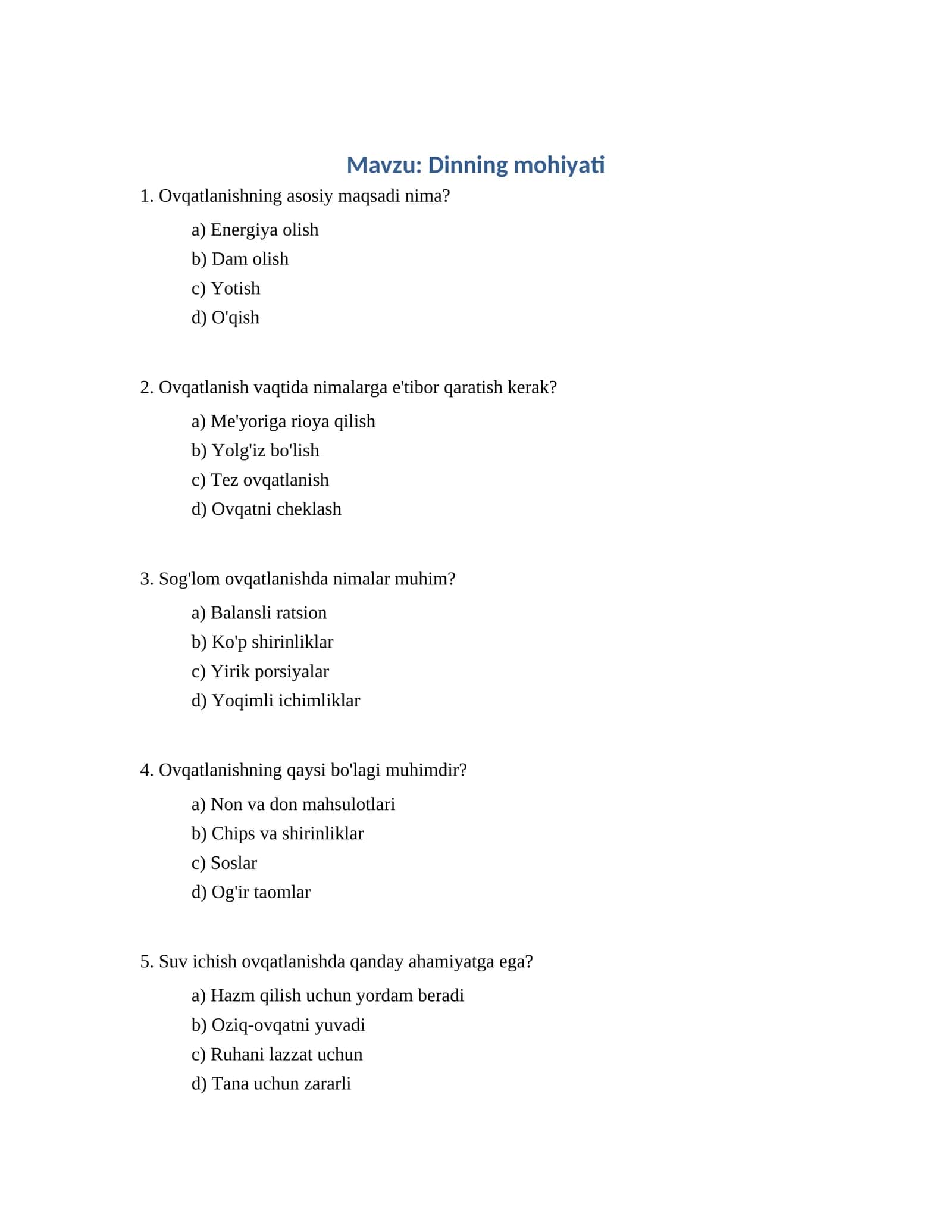 Dinning mohiyati