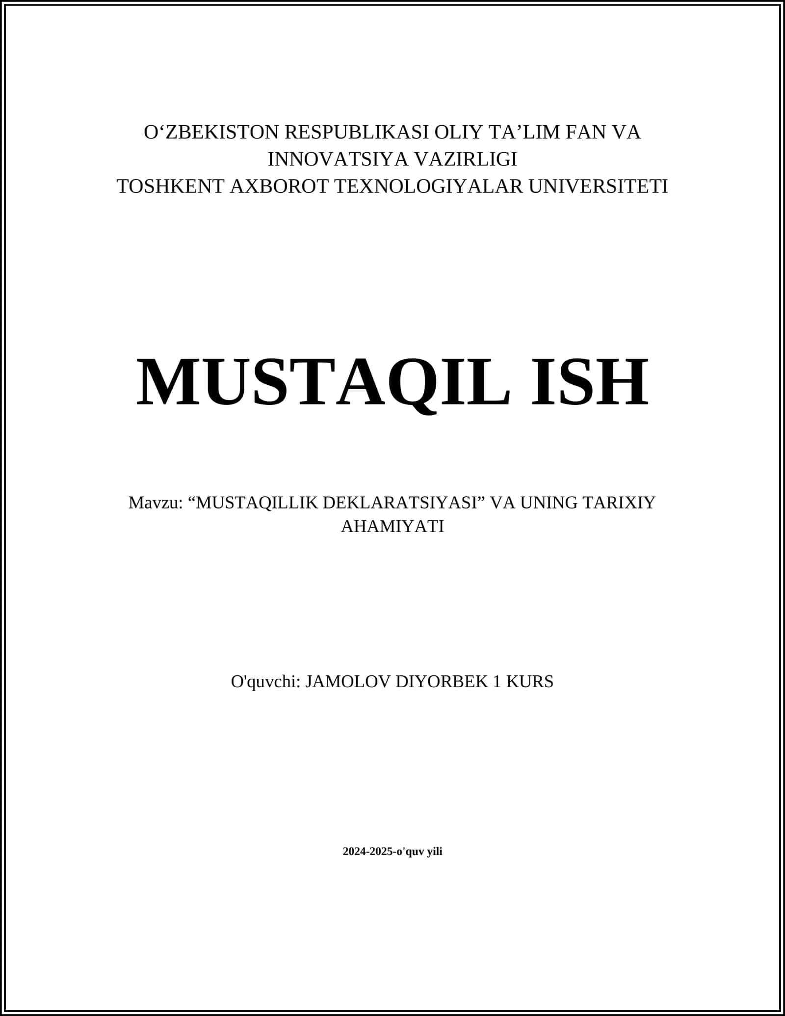 MUSTAQILLIK DEKLARATSIYASI