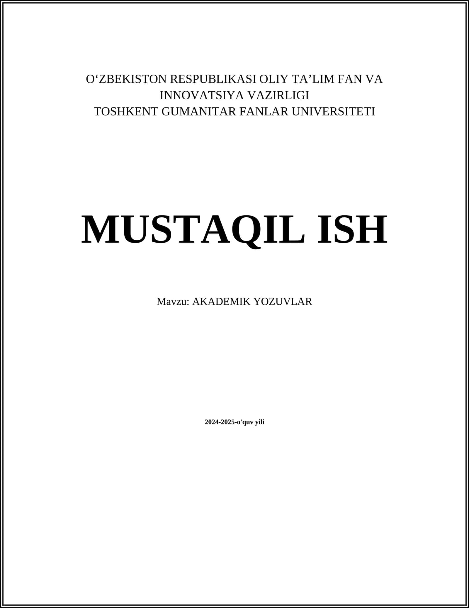 AKADEMIK YOZUVLAR
