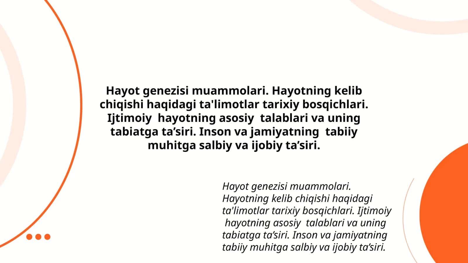 Hayot genezisi muammolari