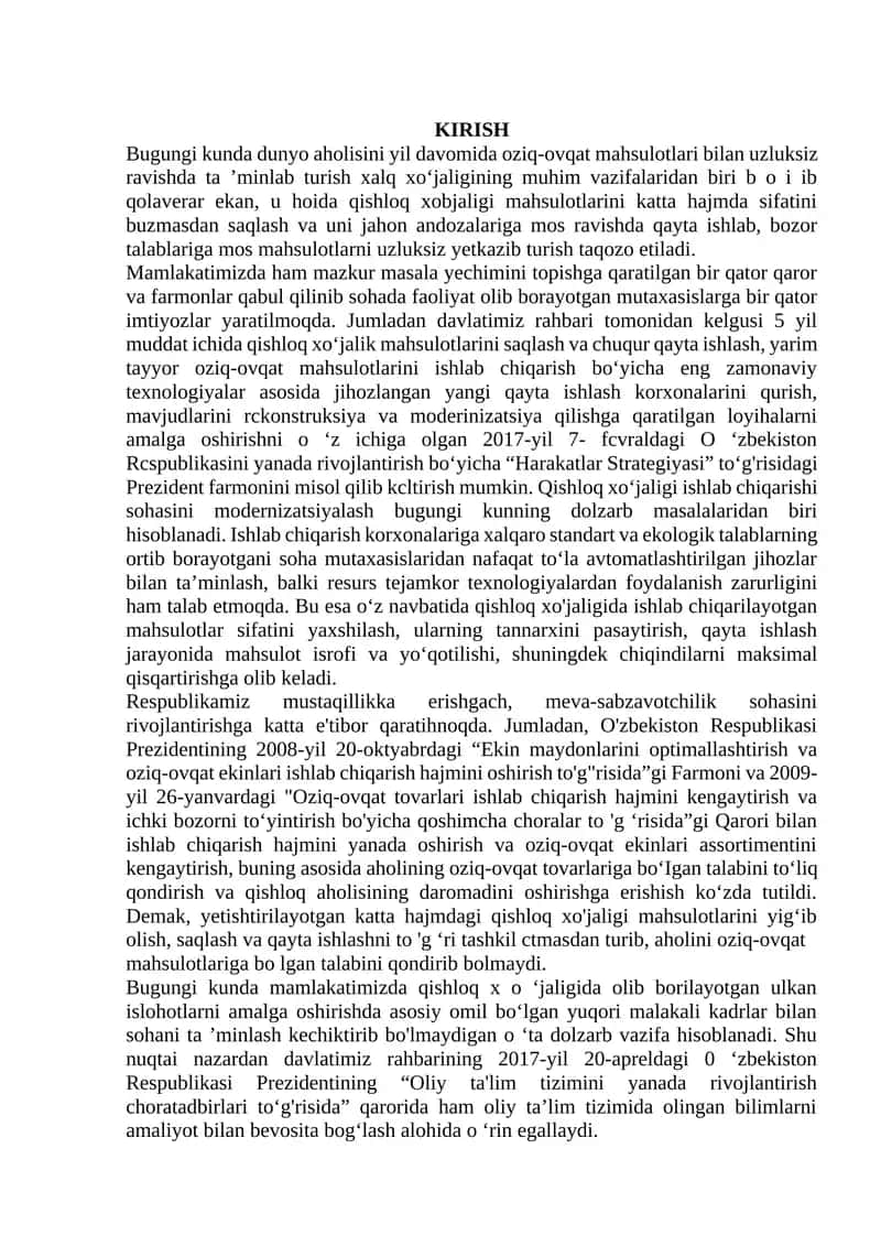Qishloq xo‘jaligi mahsulotlari