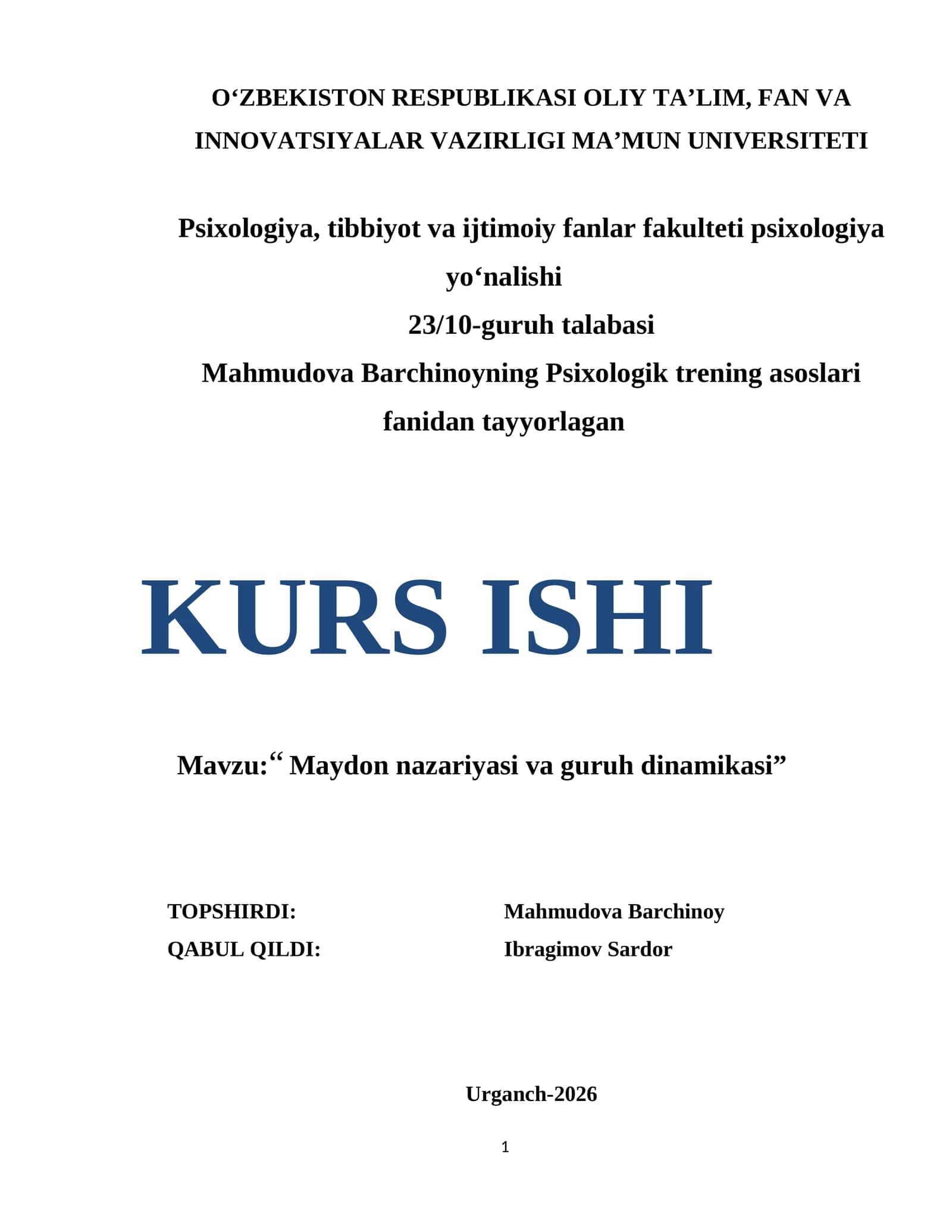 Maydon nazariyasi va guruh dinamikasi