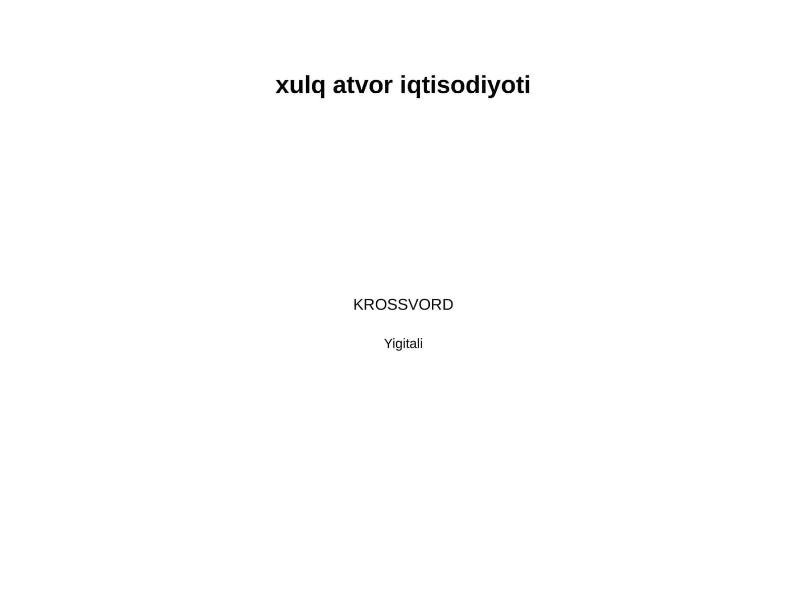 xulq atvor iqtisodiyoti