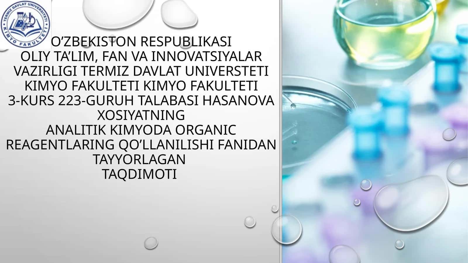 Kimyo Fakulteti3-kurs 223-guruh talabasi