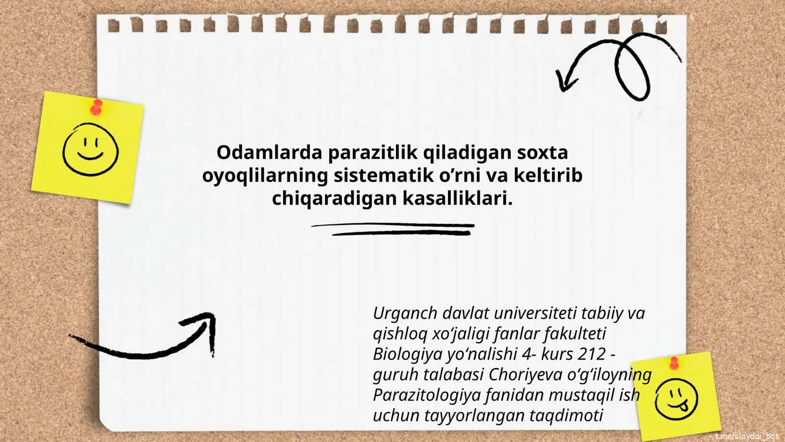 Parazitologiya fanidan mustaqil ish