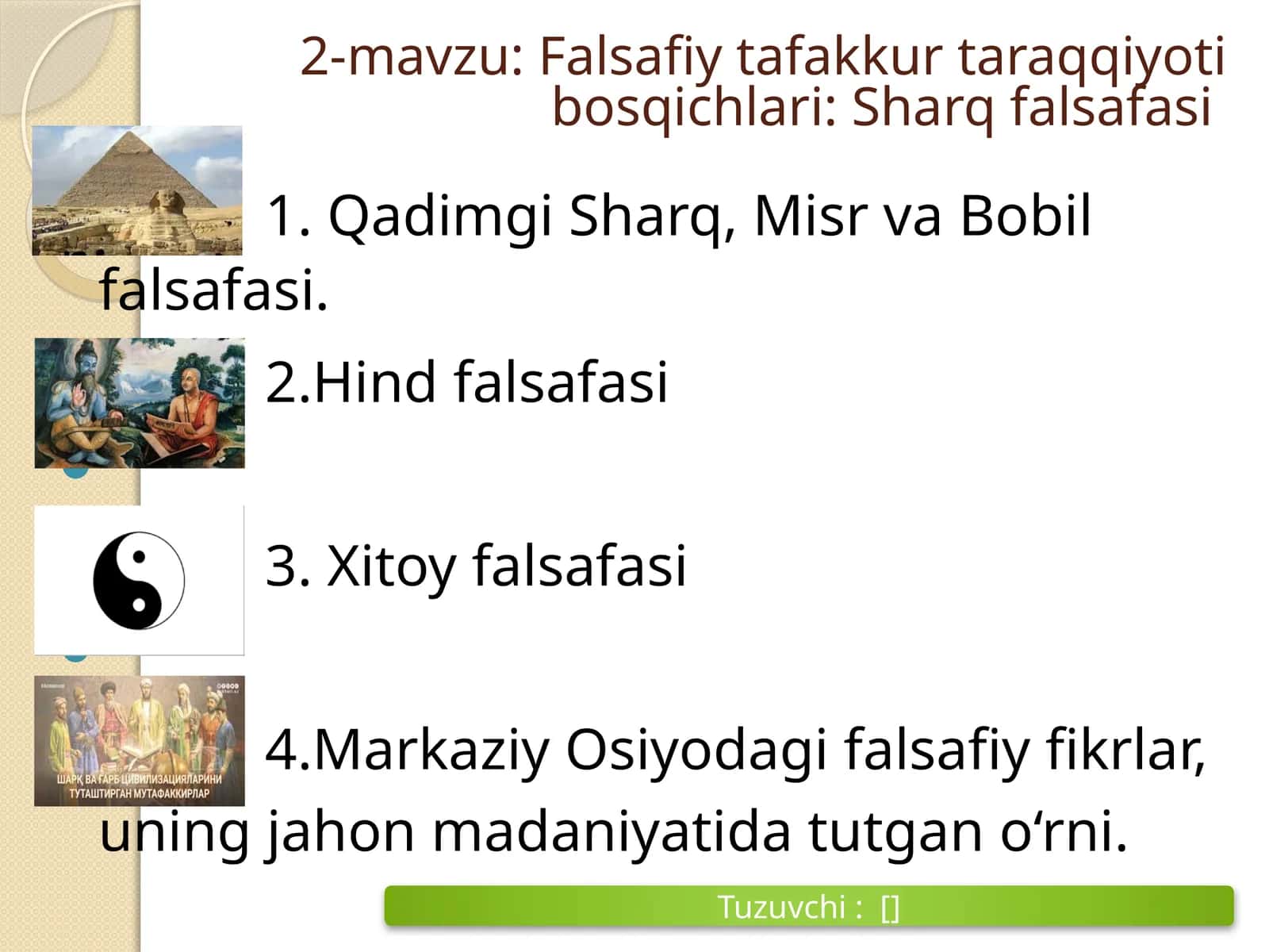 Falsafiy tafakkur taraqqiyoti bosqichlari: Sharq falsafasi