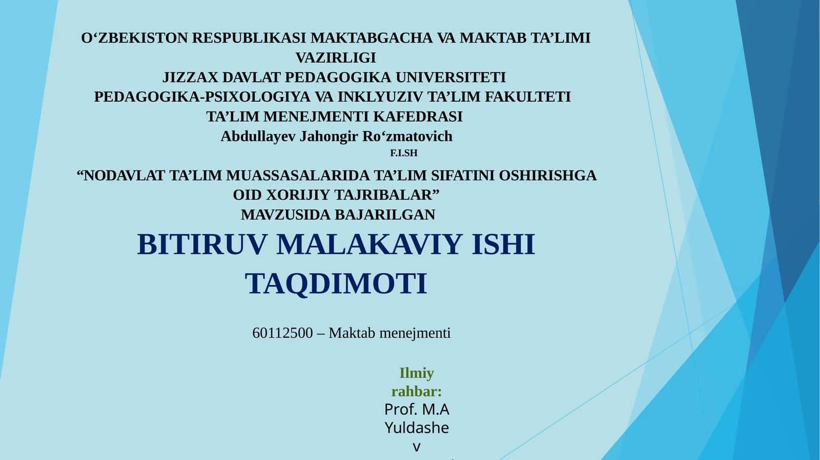 NODAVLAT TA’LIM MUASSASALARIDAGITA’LIM SIFATINING NAZARIY VA METODOLOGIK ASOSLARI