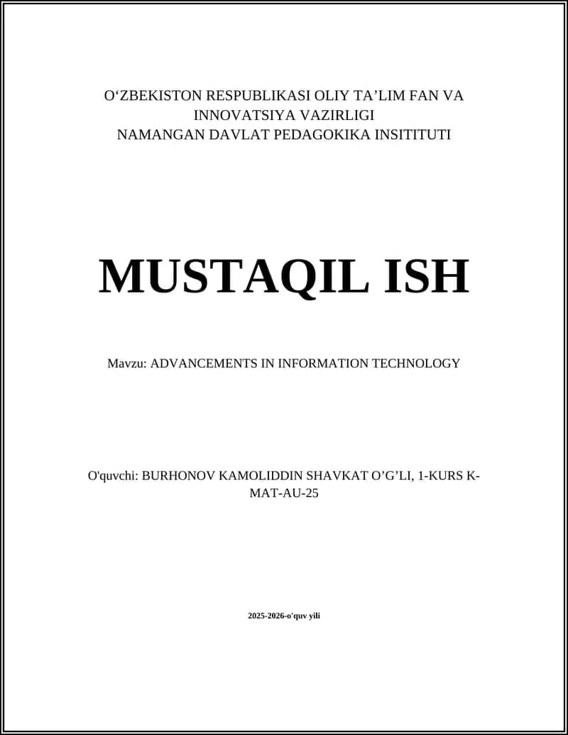 ADVANCEMENTS IN INFORMATION TECHNOLOGY