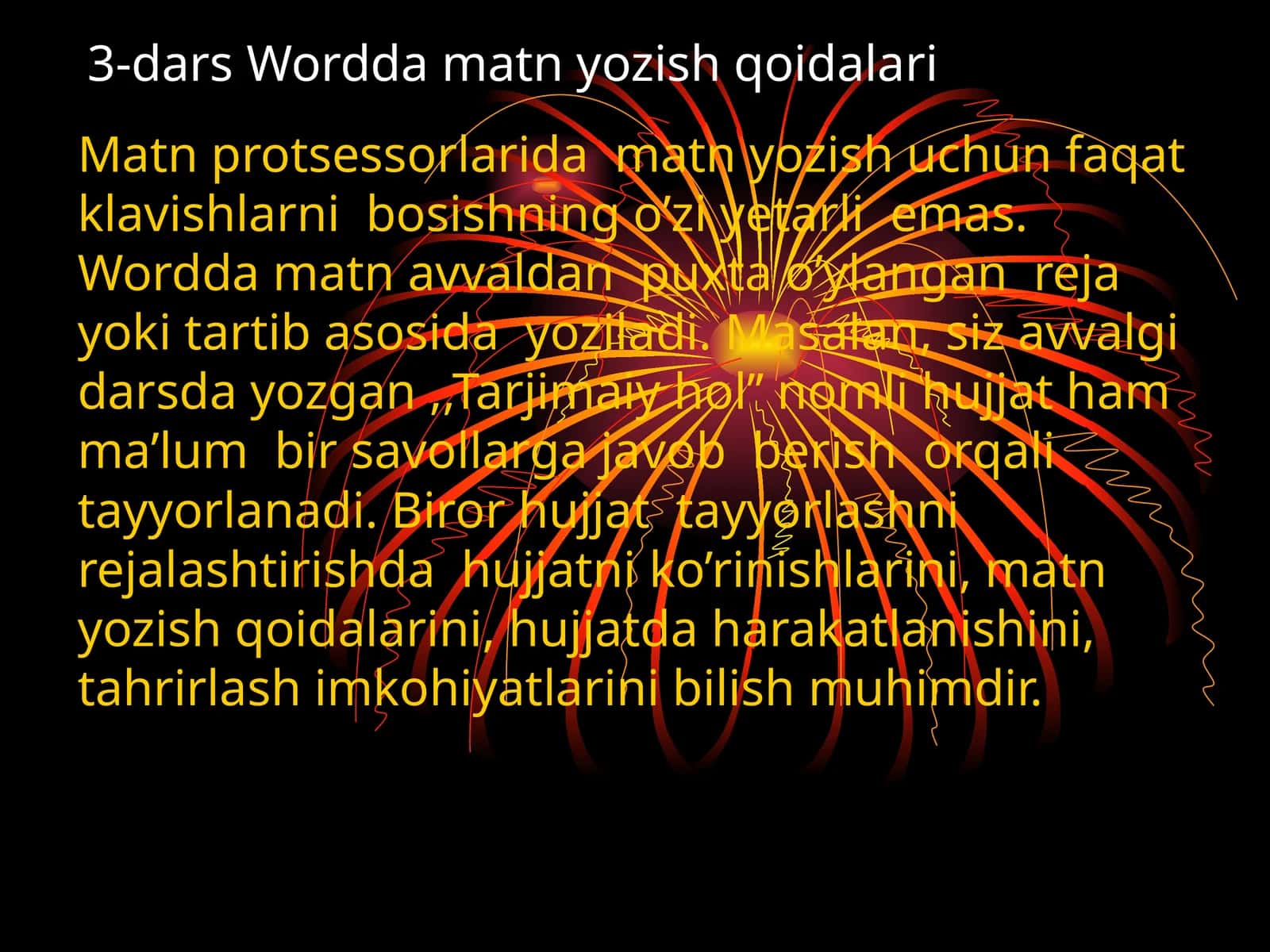 3-dars Wordda matn yozish qoidalari