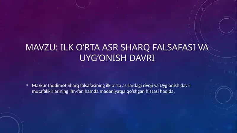 Ilko‘rtaasrSharqfalsafasivaUyg‘onishdavri
