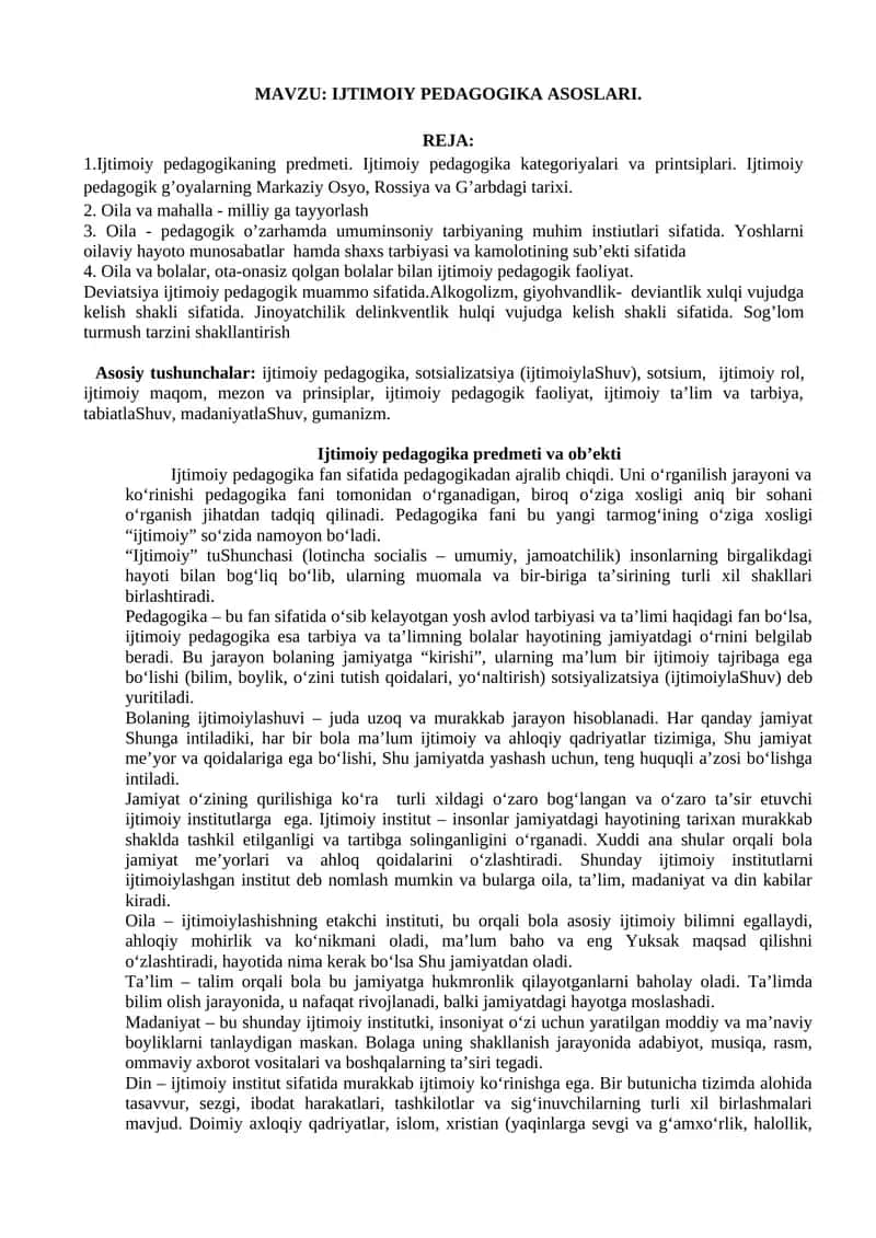 IJTIMOIY PEDAGOGIKA ASOSLARI