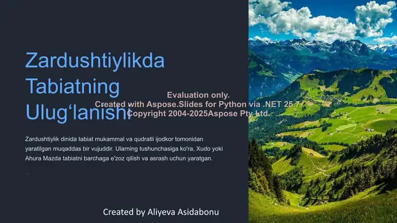 Zardushtiylikda Tabiatning Ulugʻlanishi