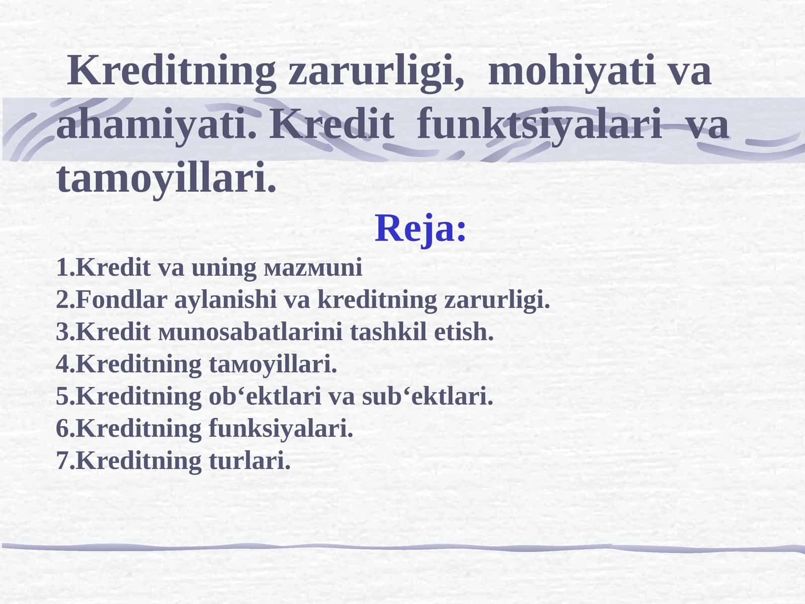 Kredit va uning мazмuni
