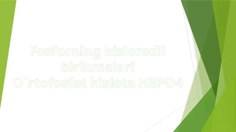 Fosforning kislorodli birikmalari