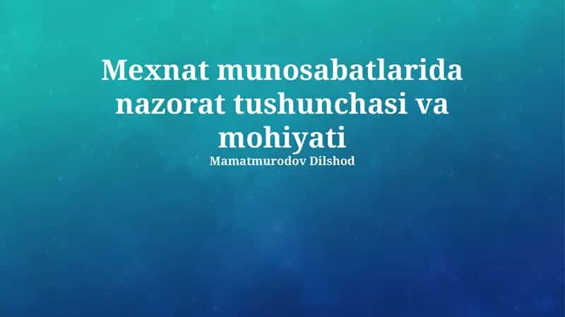 Xalqaro Munosabatlarda Nazorat Tushunchasi va Mohiyati