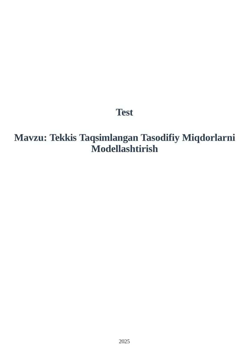 Tekkis Taqsimlangan Tasodifiy Miqdorlarni Modellashtirish