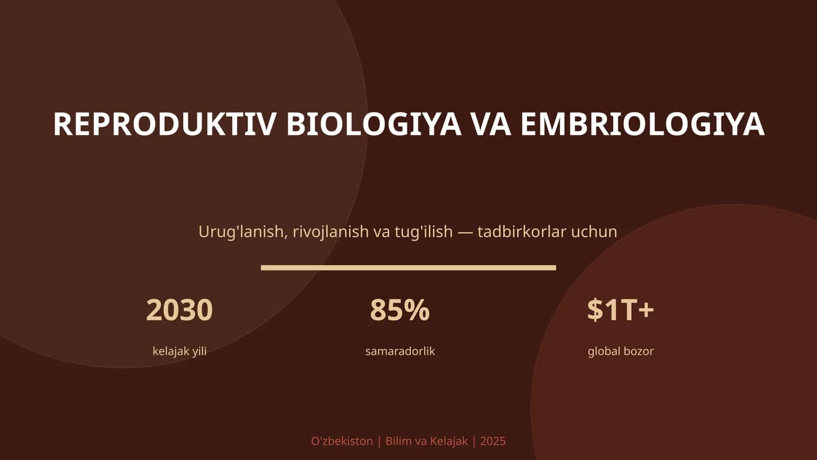 REPRODUKTIV BIOLOGIYA VA EMBRIOLOGIYA
