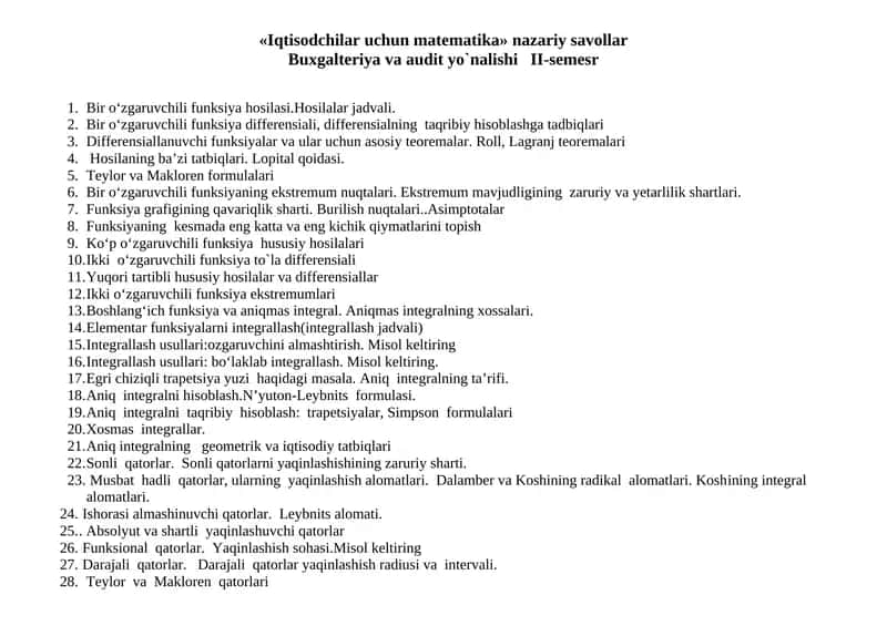 Iqtisodchilar uchun matematika