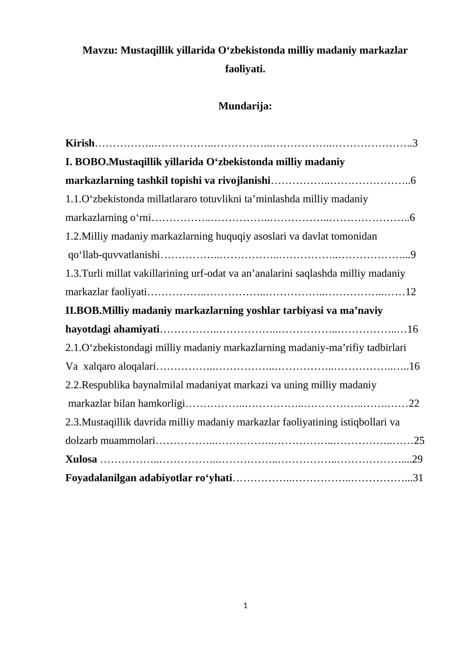 Mustaqillik yillarida Oʻzbekistonda milliy madaniy markazlar faoliyati
