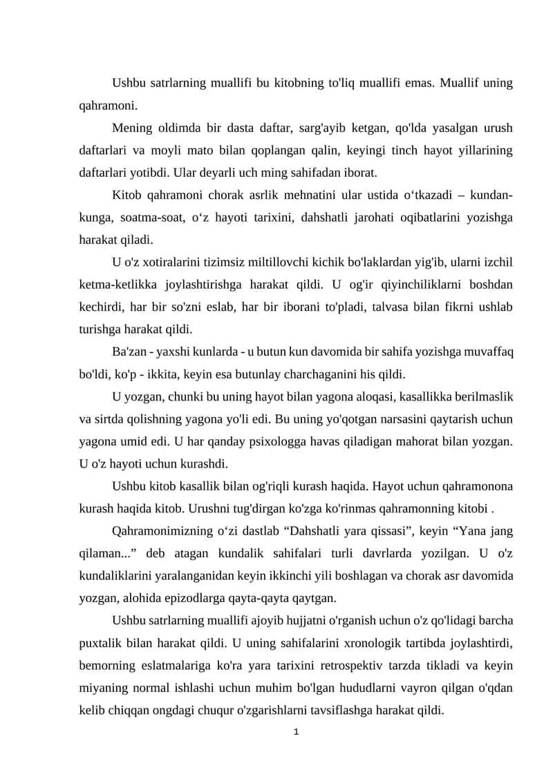 Dahshatli yara qissasi