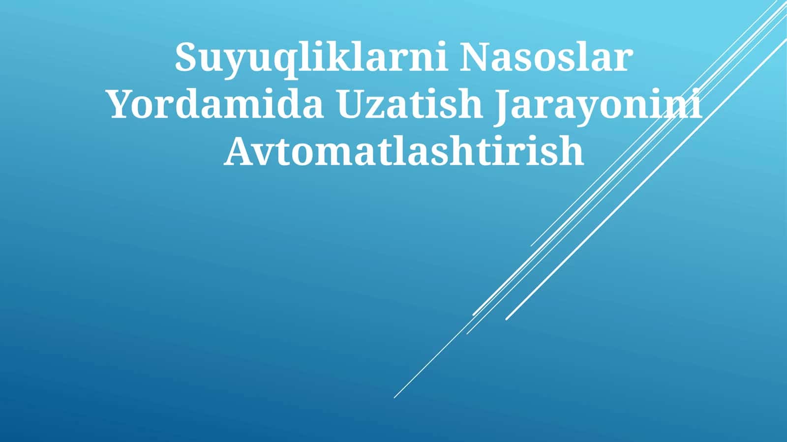 Suyuqliklarni Nasoslar Yordamida Uzatish Jarayonini Avtomatlashtirish