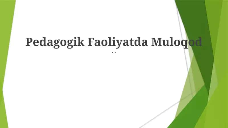 Pedagogik Faoliyatda Muloqod