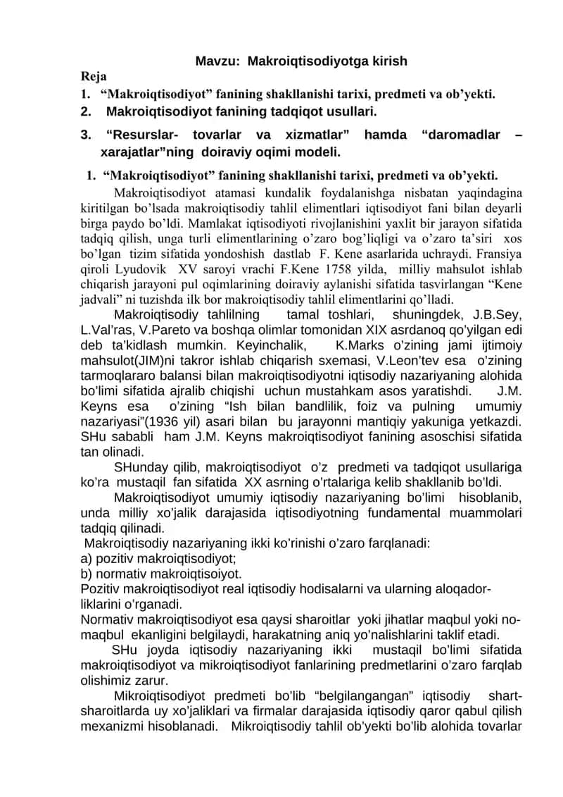 Makroiqtisodiyotga kirish