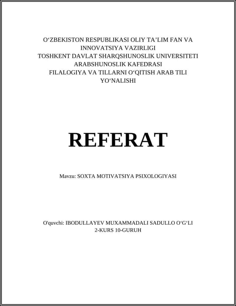 SOXTA MOTIVATSIYA PSIXOLOGIYASI