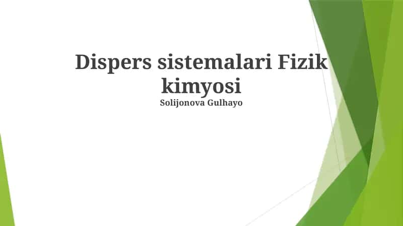 Dispers sistemalari Fizik kimyosi