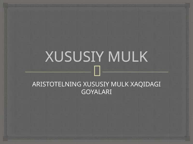 XUSUSIY MULK