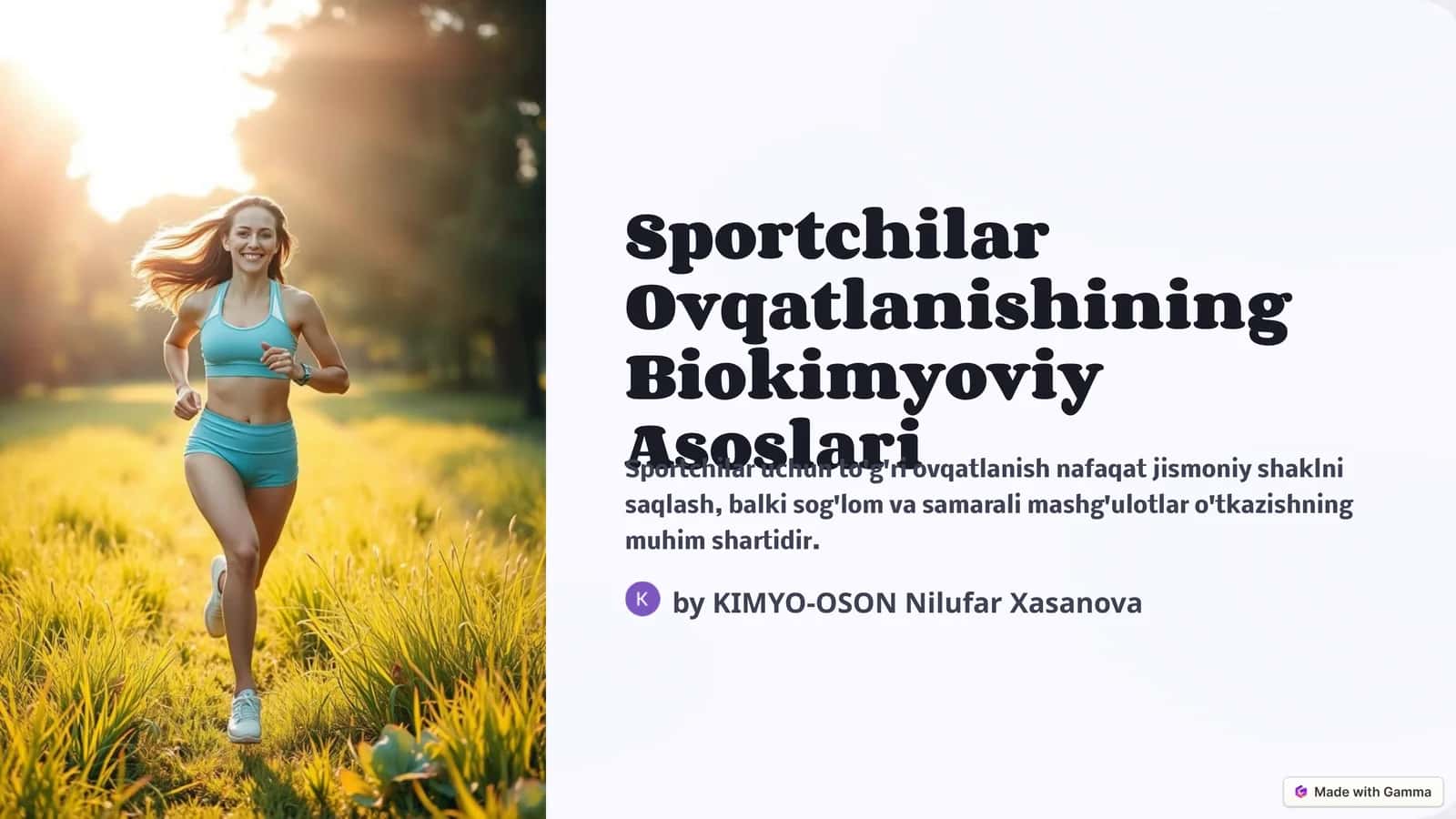 Sportchilar Ovqatlanishining Biokimyoviy Asoslari