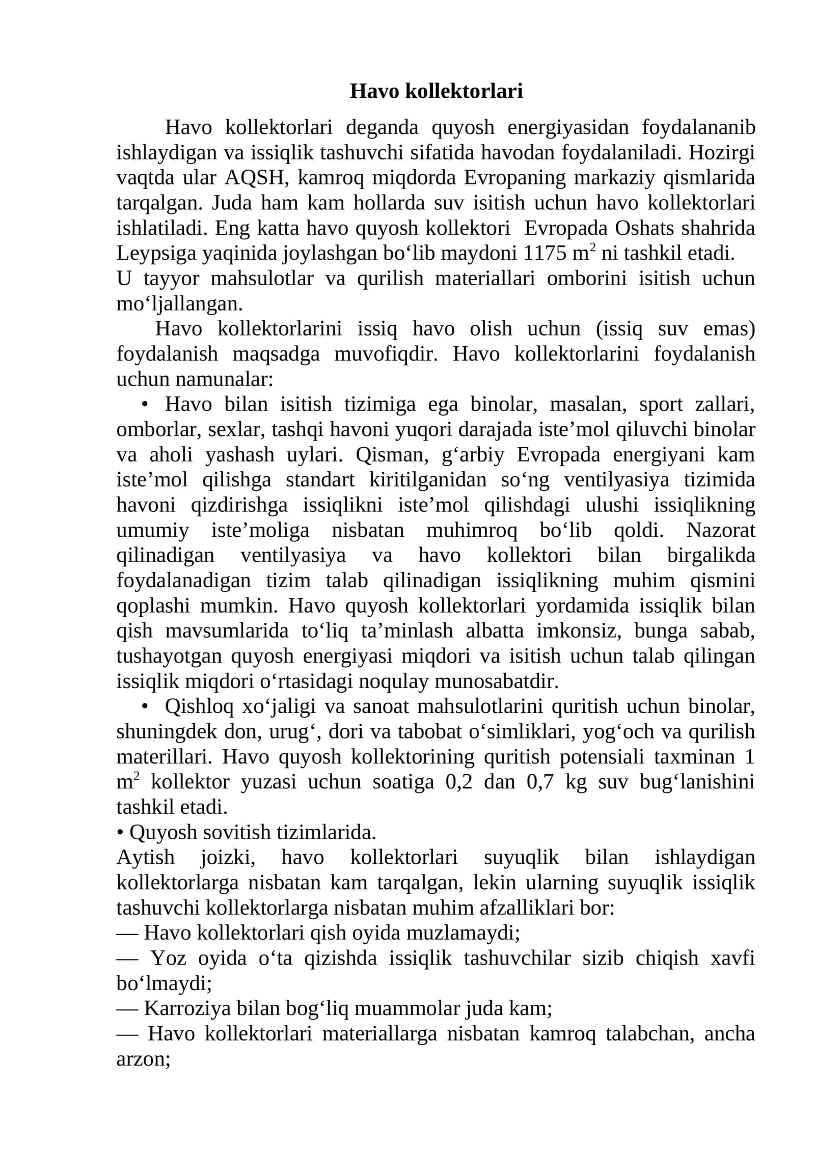 Havo kollektorlari