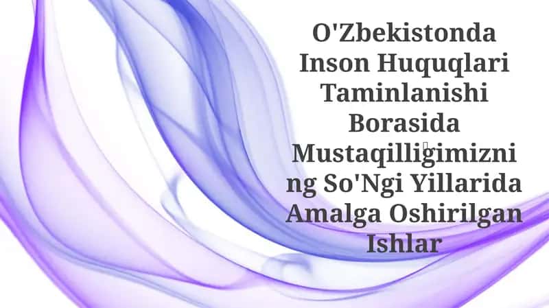 O'Zbekistonda Inson Huquqlari Taminlanishi Borasida Mustaqilligimizning So'Ngi Yillarida Amalga Oshirilgan Ishlar